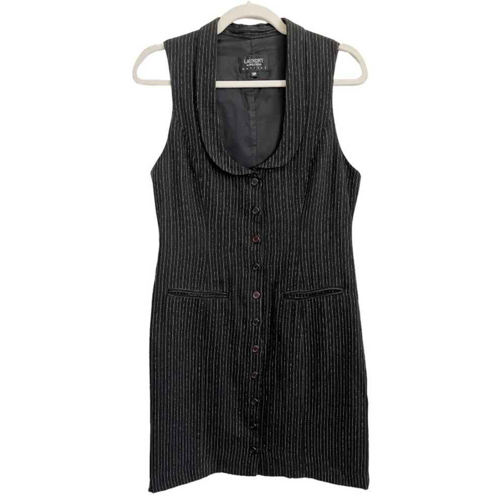 Vintage Laundry By Shelli Segal Pin Stripe Mini Sheath Dress 10P Office Siren